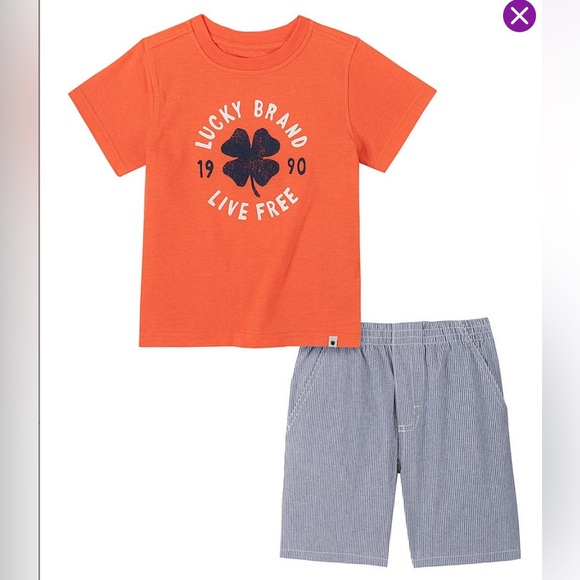 Boys Lucky Brand T-Shirt and Shorts - Picture 1 of 5